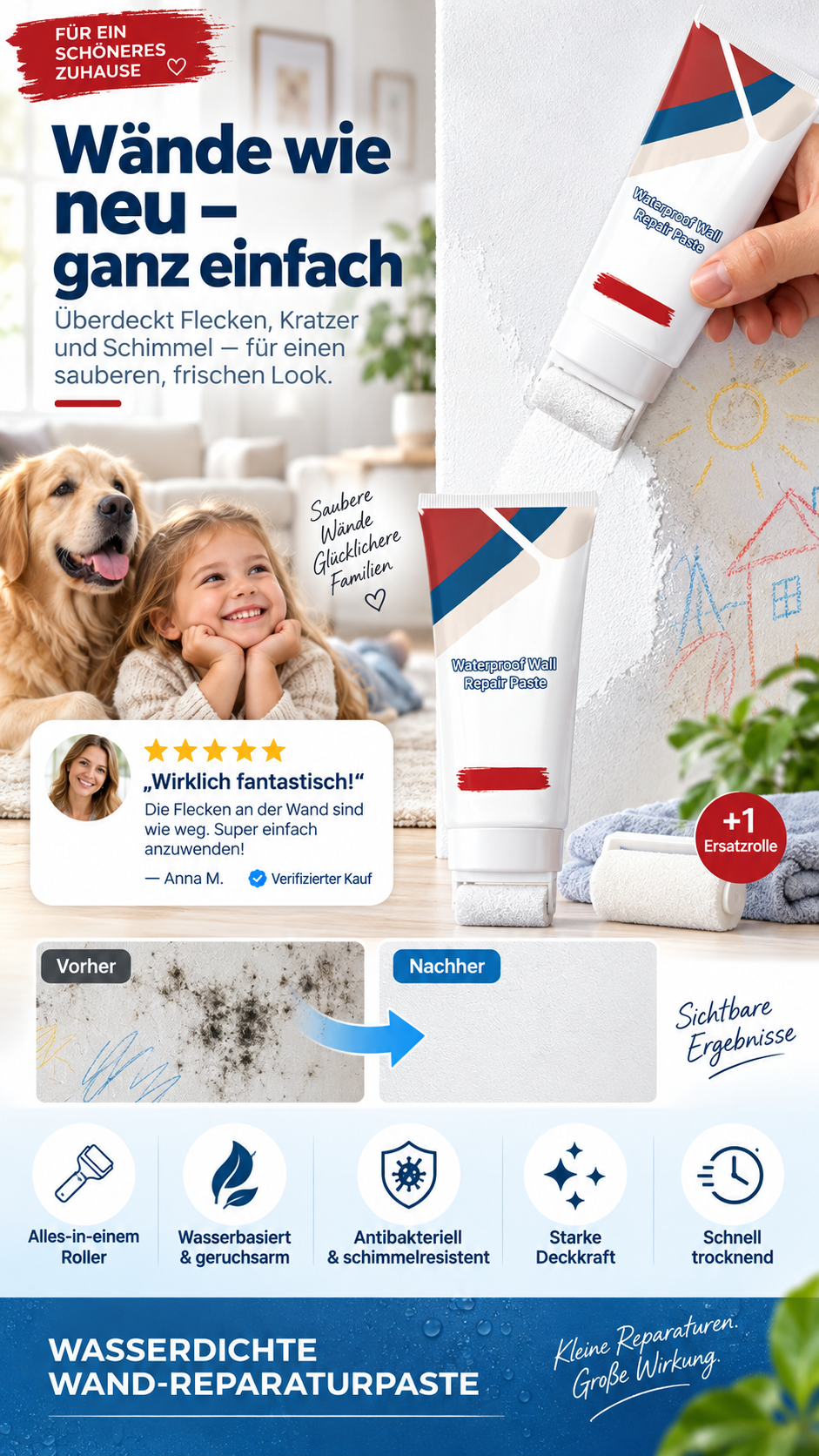 đ§ąđď¸â¨ JETZT 50 % RABATT! Wasserfeste Wandausbesserungspaste mit integrierter kleiner WalzbĂźrste â revolutionäre All-in-One-LĂśsung fĂźr einfaches, kleckerfreies Auftragen und langanhaltende Ergebnisse đ