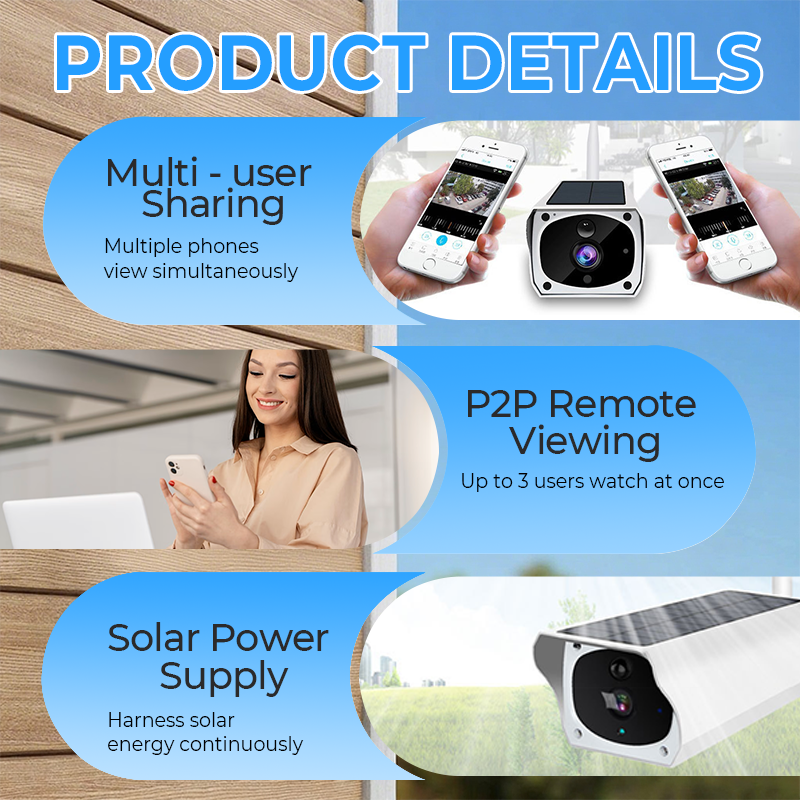 ☀️📹Solar-Überwachungskamera Kabellos – 1080P HD, Nachtsicht, WLAN, IP66 Wasserdicht | Außenkamera