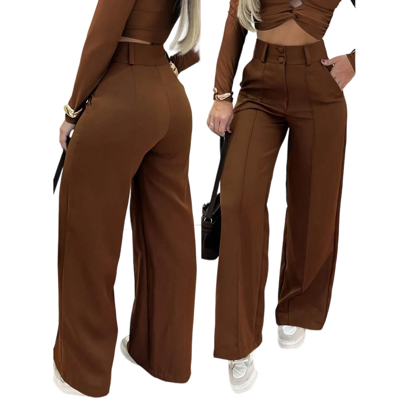 ✨ LIMITED-TIME 50% RABATT! | Damen Hohe Taille Weites Bein Hose – Fließender Schnitt, Knitterfrei, Elegante Freizeit- & Business-Hose