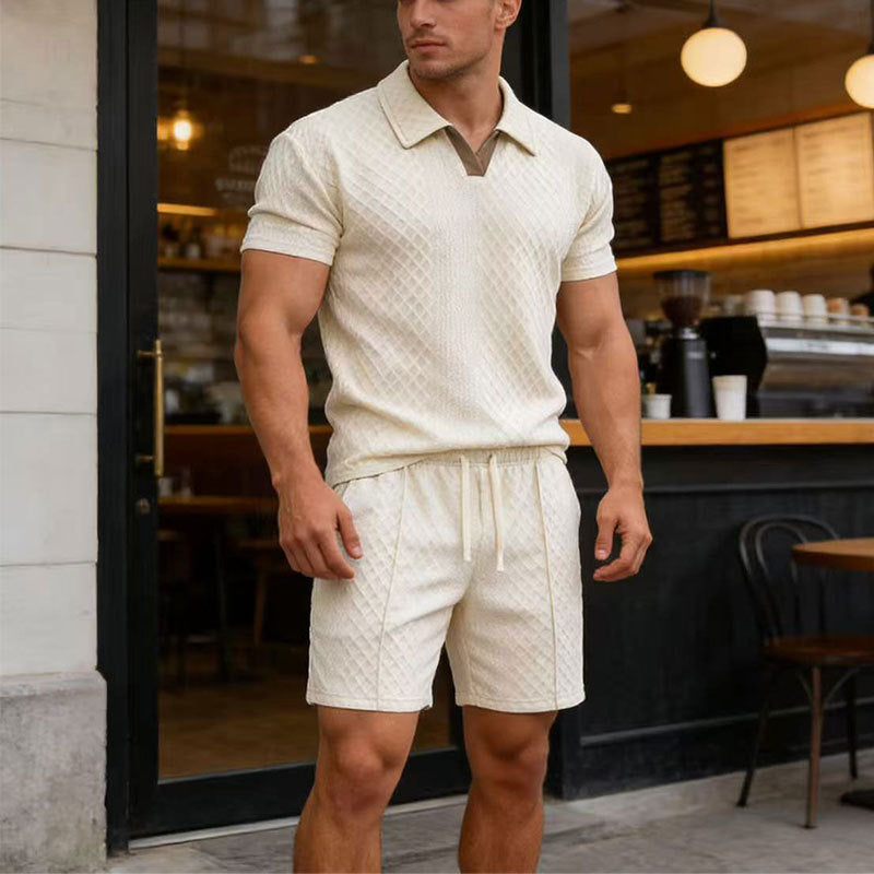 đ˘Neuheiten & Sonderangebote â Jacquard-Set aus T-Shirt und Shorts fĂźr Herren