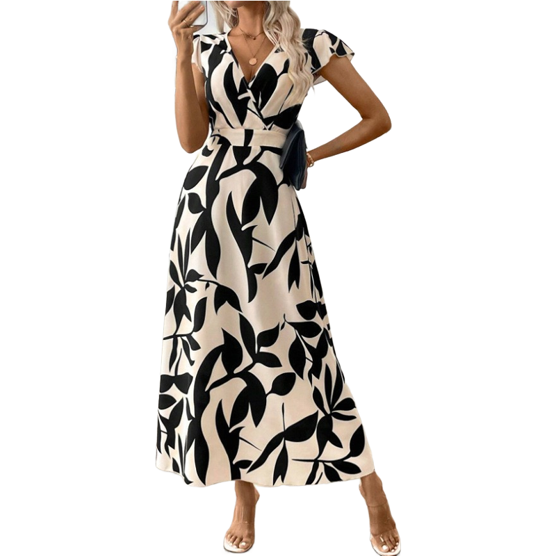 👗 50% RABATT! 🌺 Damen Freizeitkleid mit Print, V-Ausschnitt & Rüschen – Leichter Stoff & romantischer Stil – Perfekt für warme Tage, Strand oder einen feminine Look im Alltag ☀️✨