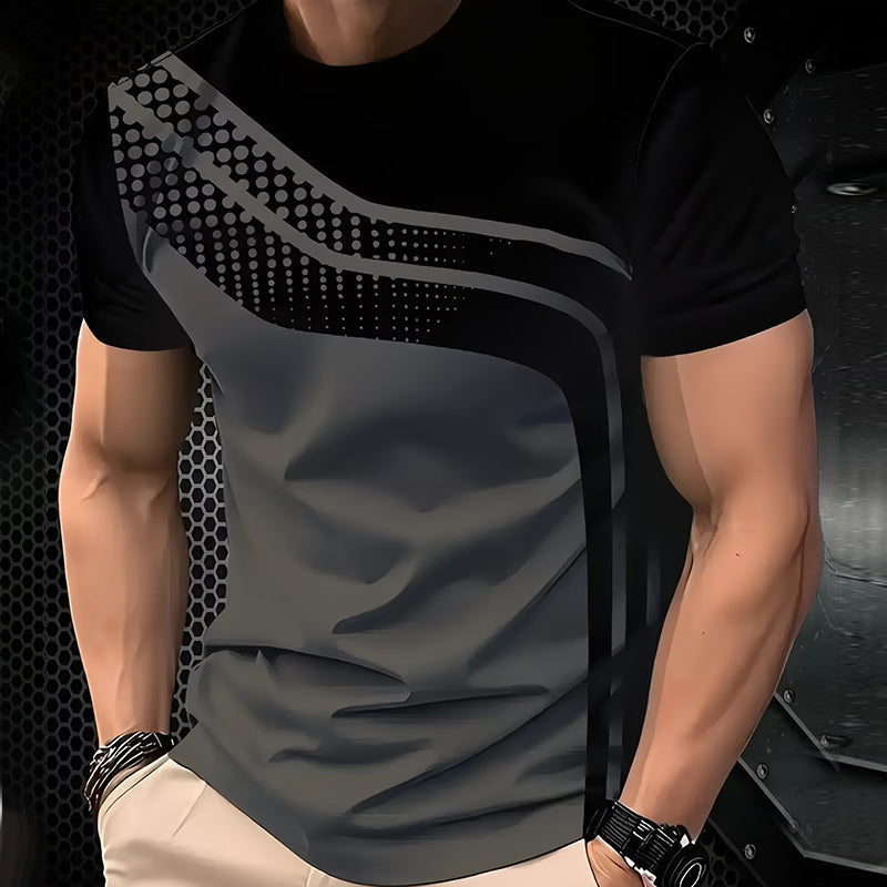 👕50% RABATT!🔥Herren Rundhals T-Shirt mit Farbblock-Design Atmungsaktiv Leicht Freizeitshirt