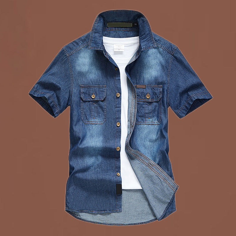 🛍️ 50 % Rabatt – 2026 Denim-Hemd für Herren – kurzärmelig, lässiger Schnitt, vielseitig für Alltag & Freizeit 🌿