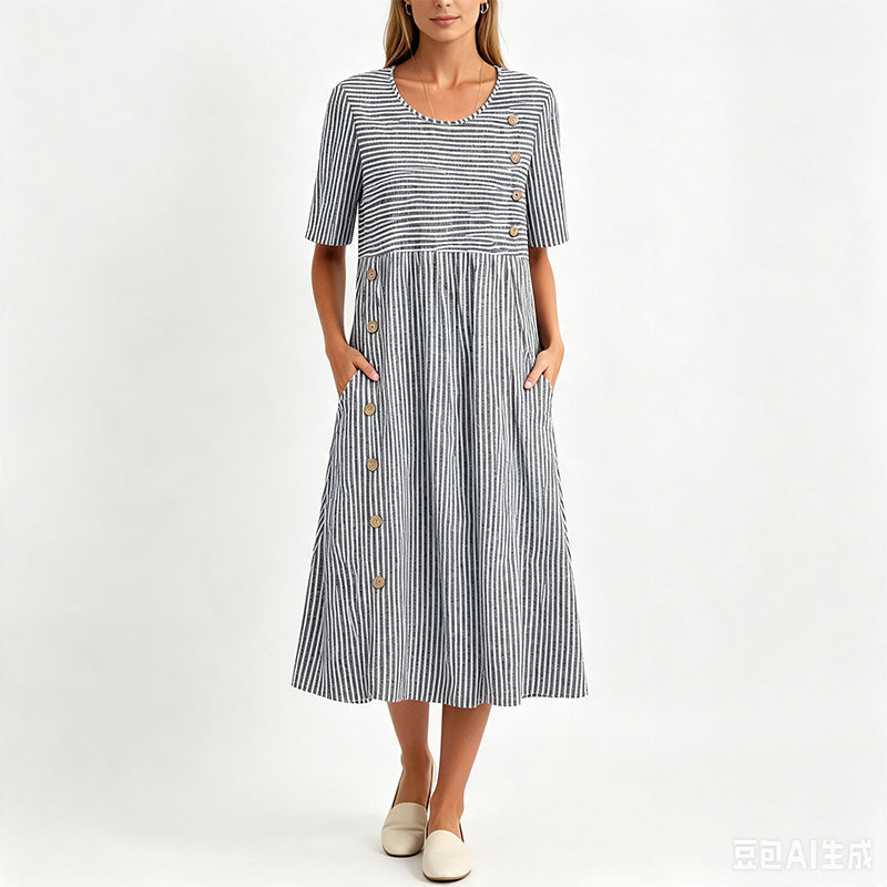 đ˘đ˘50% RABATT !! â°Damen Lässiges Gestreiftes Kleid in Relaxed-Fit