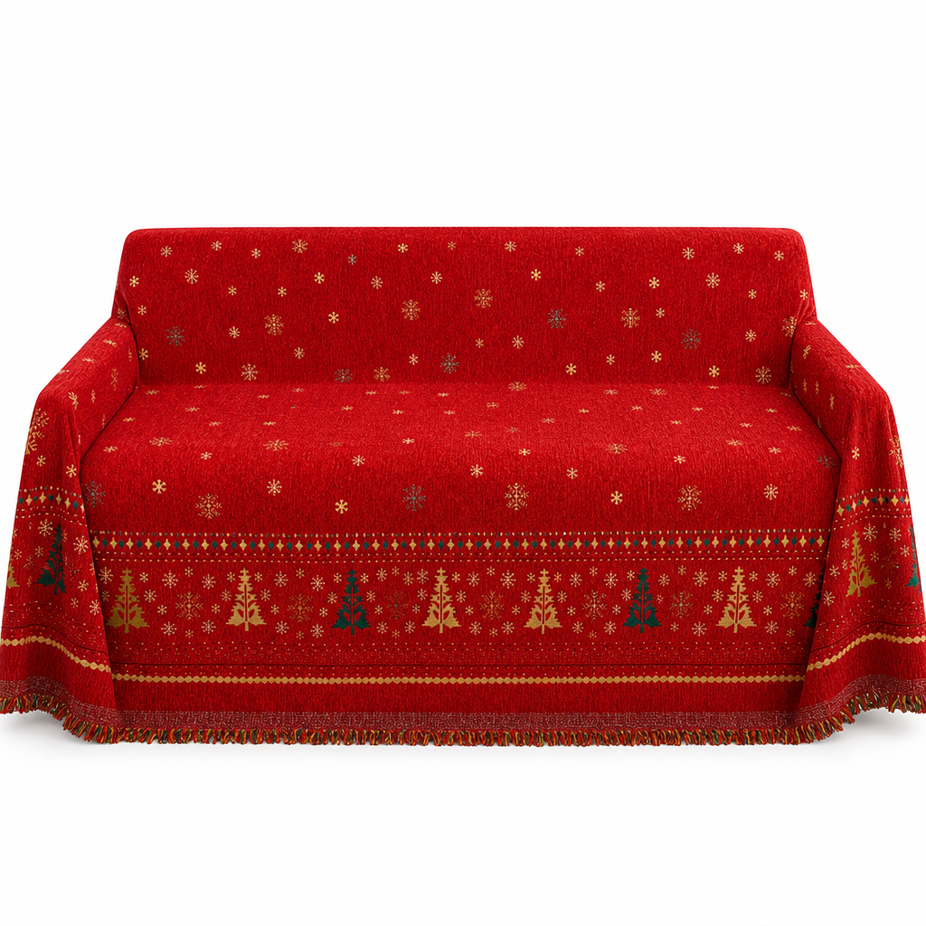✨ JETZT 50 % RABATT! !✨🎄 Verdickte Chenille Weihnachts Sofaüberzug – Vollflächiger, kratzfester und fleckenresistenter Couch-Schonbezug für Katzen ✨
