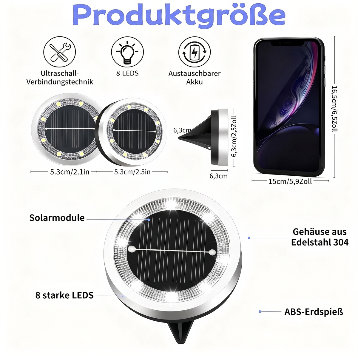 📢📢50% RABATT !!⏰Solar betriebene Erdlichter aus Edelstahl für Gartenweg und Rasen zur Landschaftsdekoration im Außenbereich