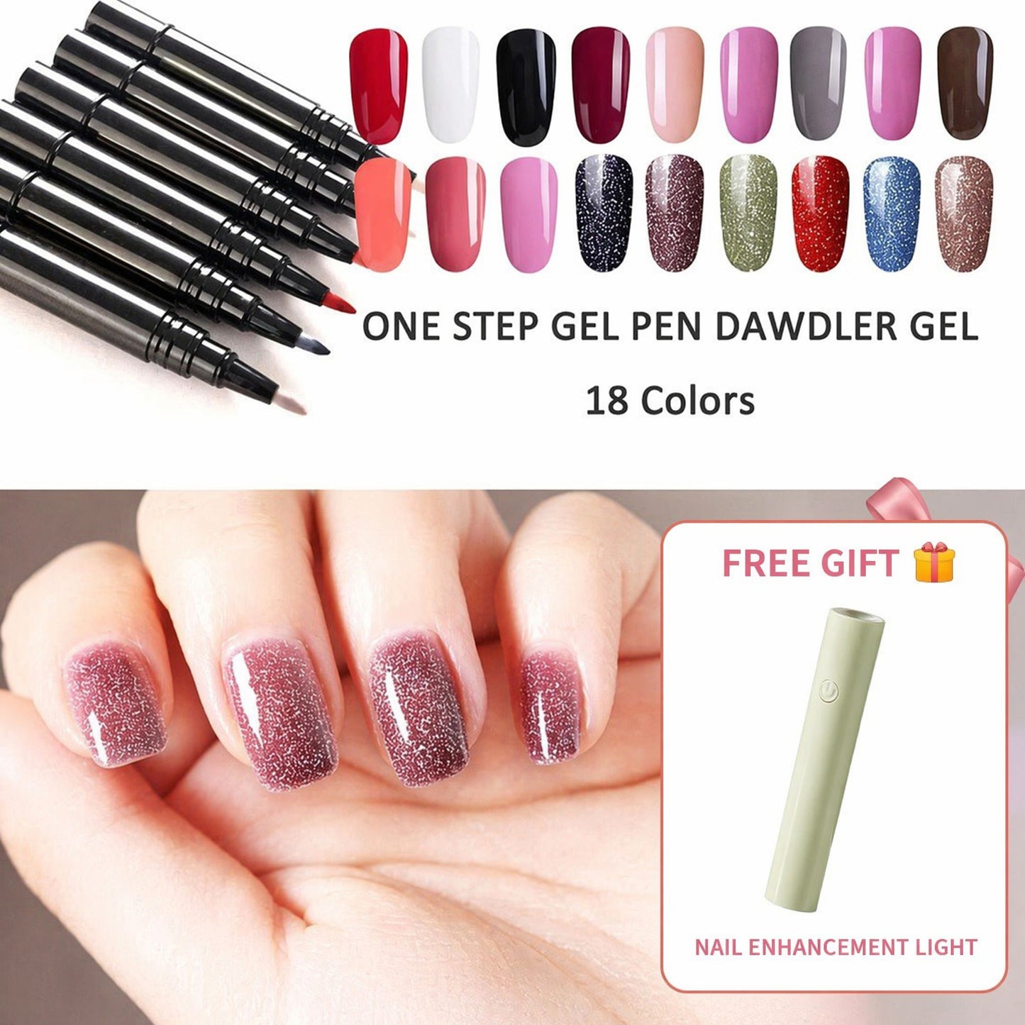 ⏳1 Kaufen, 1 Gratis ! ✨ Ein-Schritt-Nagellackstift • Gratis Mini-UV-Nagellampe