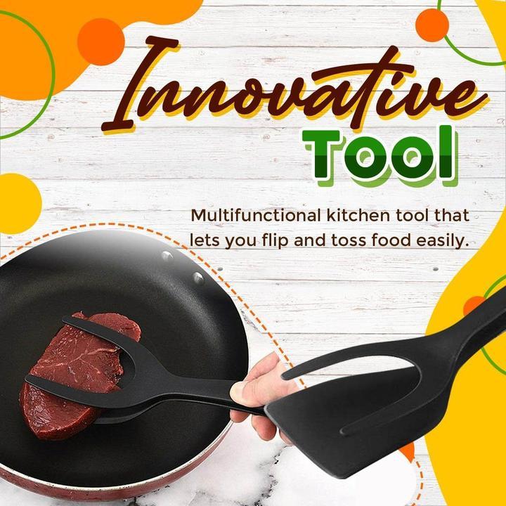 🍳✨ BLITZANGEBOT 50%! 2-in-1-Küchenzange mit Spatel – Aufsätze aus lebensmittelechtem Silikon, antihaftbeschichtet, hitzebeständig, langer, bequemer Griff ✨