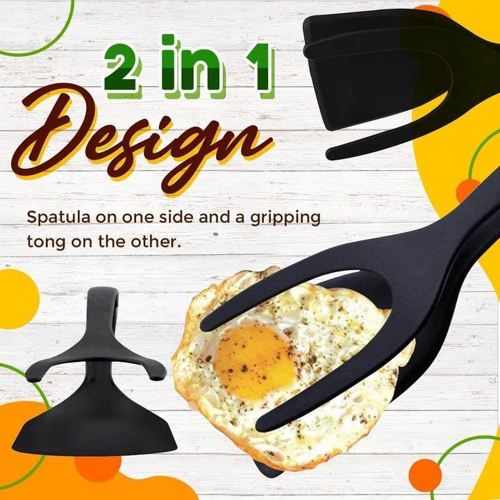 🍳✨ BLITZANGEBOT 50%! 2-in-1-Küchenzange mit Spatel – Aufsätze aus lebensmittelechtem Silikon, antihaftbeschichtet, hitzebeständig, langer, bequemer Griff ✨