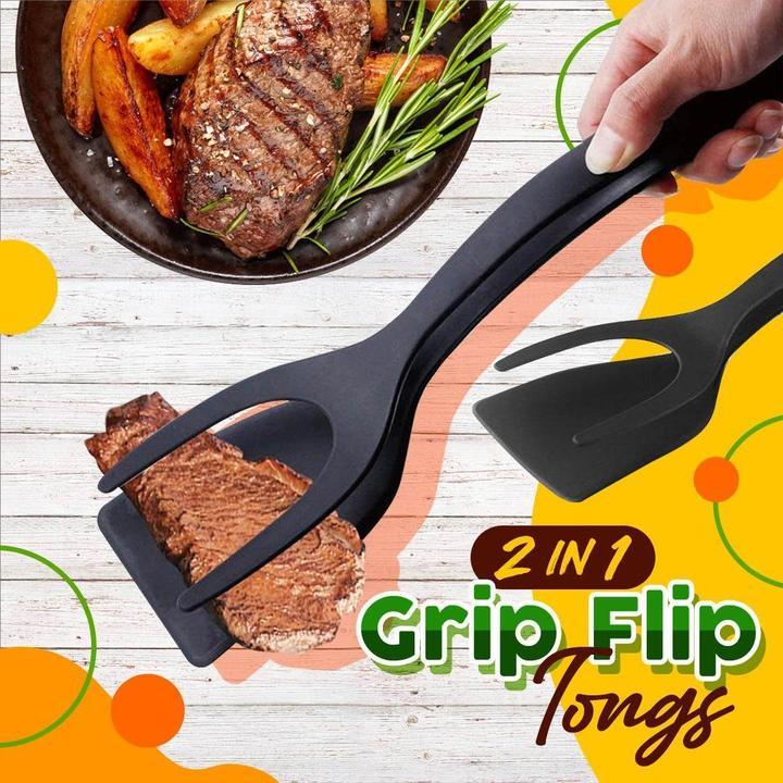 🍳✨ BLITZANGEBOT 50%! 2-in-1-Küchenzange mit Spatel – Aufsätze aus lebensmittelechtem Silikon, antihaftbeschichtet, hitzebeständig, langer, bequemer Griff ✨