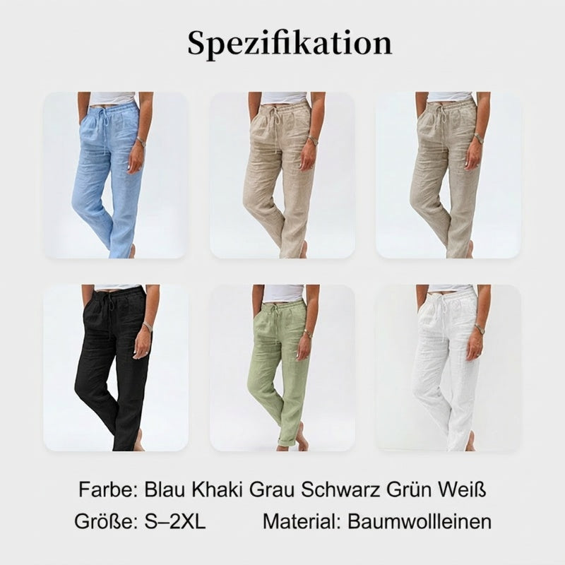 👖🌿 Damenhose aus Baumwolle & Leinen mit Elastischem Bund – Bequem, Atmungsaktiv & Lässiger Look 🥰
