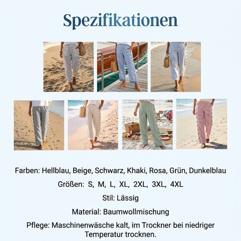 🔥Solange der Vorrat reicht 40 % Rabatt!🎉Bequeme blau gestreifte Hose mit Seitentaschen