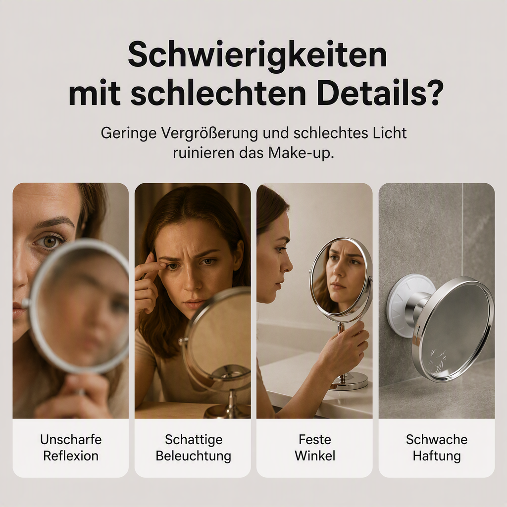 ⏳🔥NUR FÜR KURZE ZEIT 50 % RABATT! ⏰💄10-fach vergrößernder Kosmetikspiegel – LED-Licht & Saugnapf für Make-up und Hautpflege