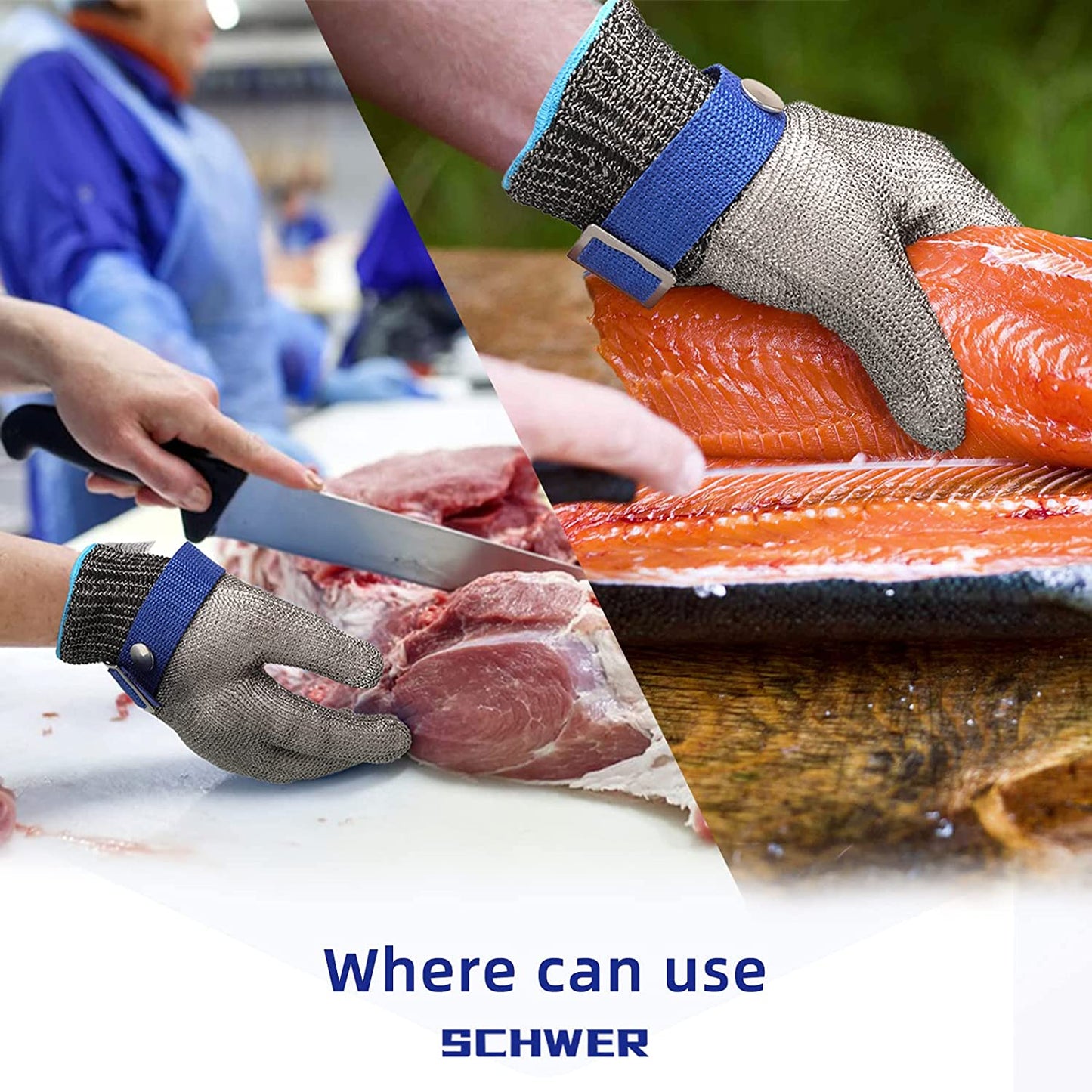 🛡️ Nur für kurze Zeit: 50 % Rabatt! ✨ Handschuhe aus Metallgewebe in Lebensmittelqualität – schnittfest, entsprechen der Norm ANSI A9, leicht zu reinigen 🍖