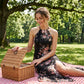 👗🌺 Halterkleid mit Schlitz und Blumenmuster – 50% RABATT! Sinnlich, leicht & perfekt für Sommer, Strand oder festliche Anlässe 🌸