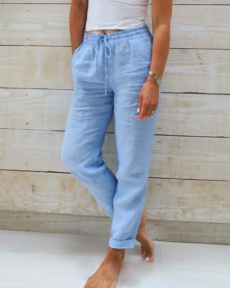 👖🌿 Damenhose aus Baumwolle & Leinen mit Elastischem Bund – Bequem, Atmungsaktiv & Lässiger Look 🥰