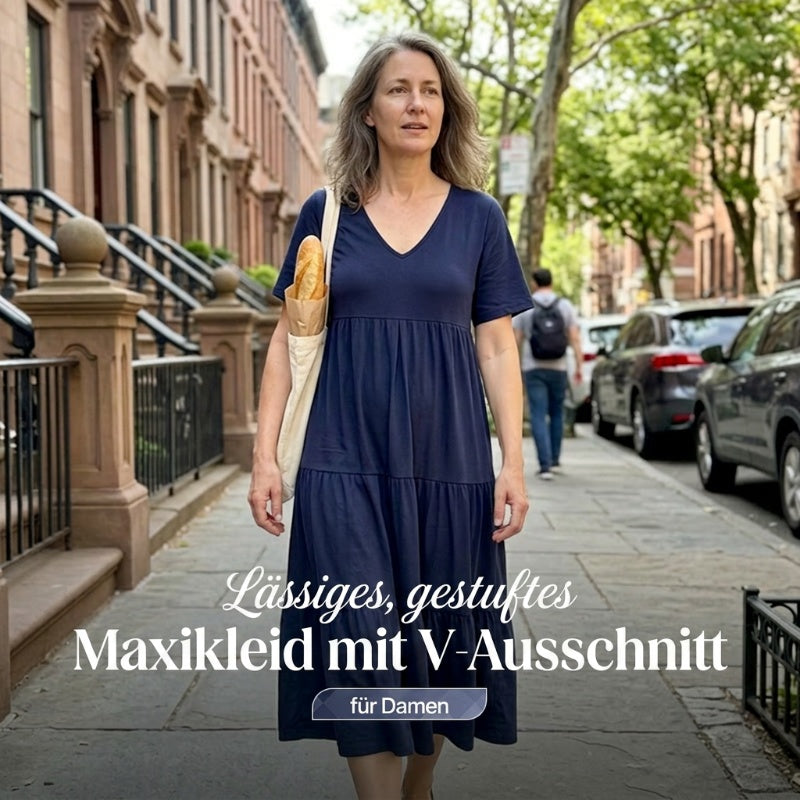 👗 50% RABATT! 🔥 Lässiges langes Damenkleid mit kurzen Ärmeln – Weich, luftig & vielseitig – Perfekt für warme Tage, Strand oder einen entspannten Look – bequemer Schnitt für den Alltag 🌸✨