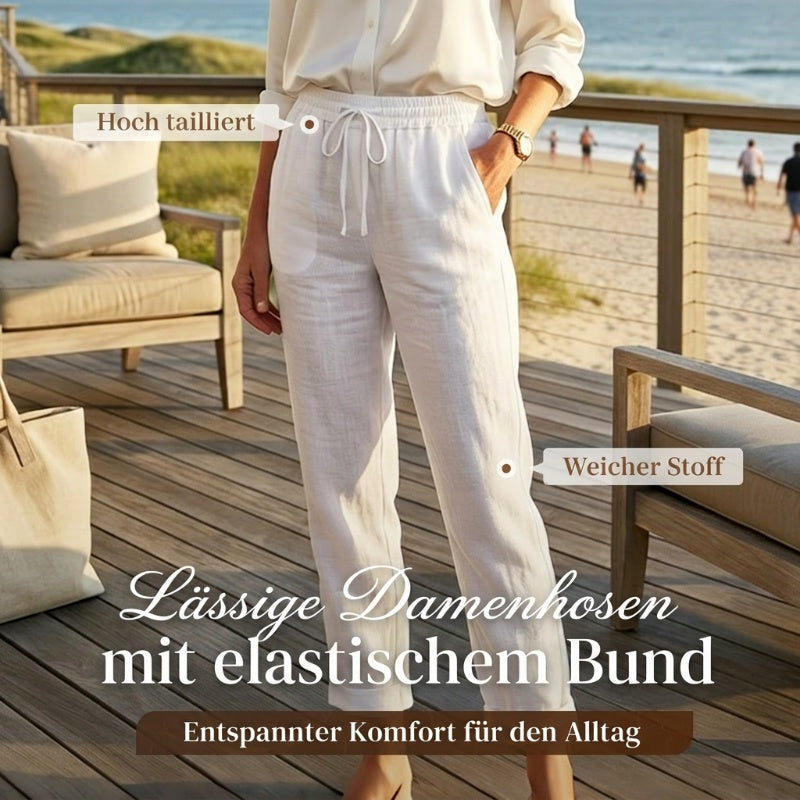 👖🌿 Damenhose aus Baumwolle & Leinen mit Elastischem Bund – Bequem, Atmungsaktiv & Lässiger Look 🥰