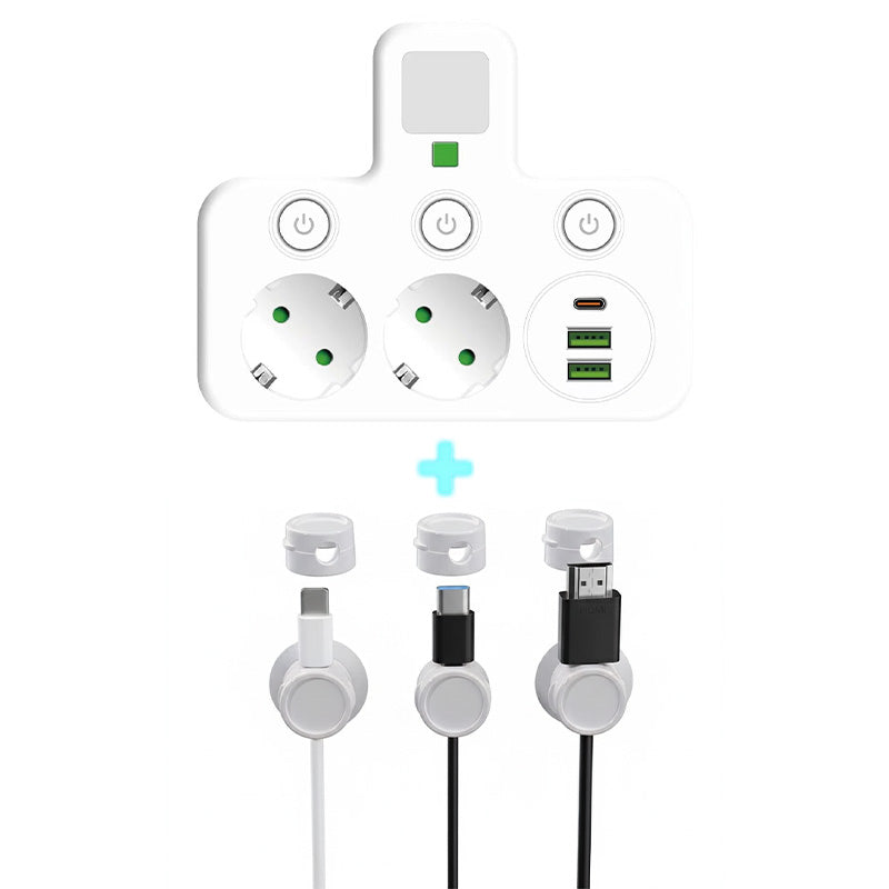 🔌EU-Stecker-Wandler-Steckdose mit 4 Steckdosen, Multi-Port-Wanddose mit unabhängigem Schalter und kleinem Nachtlichtadapter