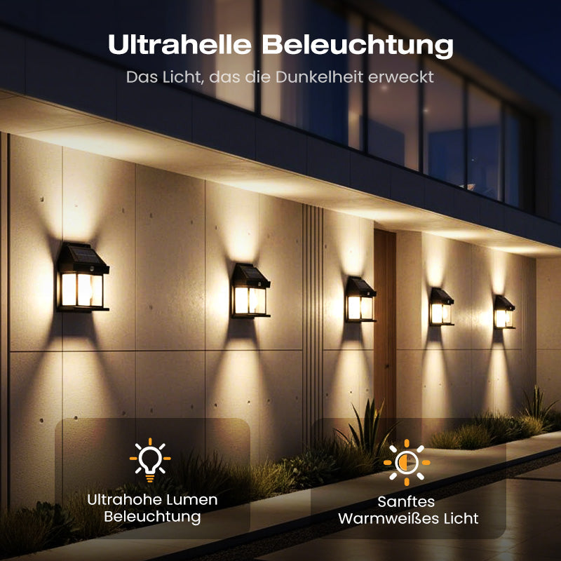 ⏳Zeitlich begrenztes Angebot⏳ Solar-Wandleuchte mit Bewegungsmelder – warmweißes Licht im Laternenstil, 3 Modi, Schwarz oder Weiß