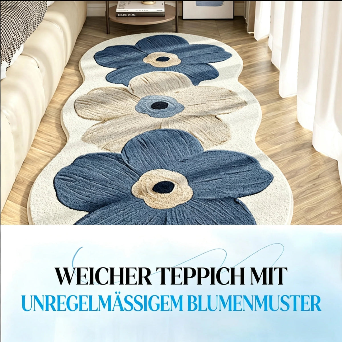🧸 50% RABATT JETZT ! 🌟 Weicher Teppich mit Unregelmäßigem Blumenmuster – Pflegeleicht, Rutschfest & Gemütliche Atmosphäre 🏠