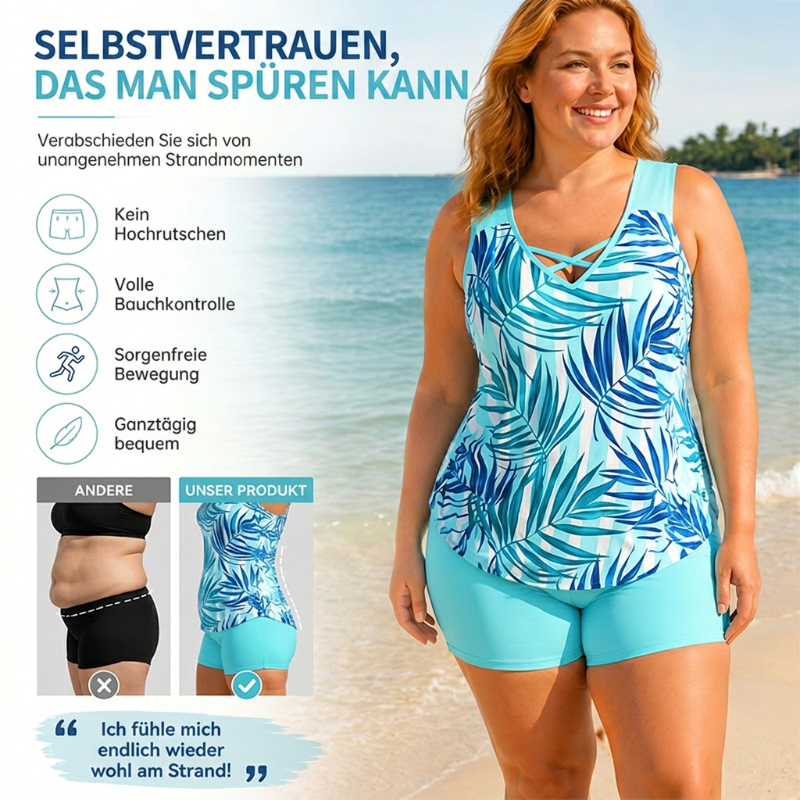 🏖️ 50 % RABATT! ✨ Sportlicher Zweiteiler – gekreuzter Ausschnitt, Boy-Shorts, schnell trocknend 🏄‍♀️