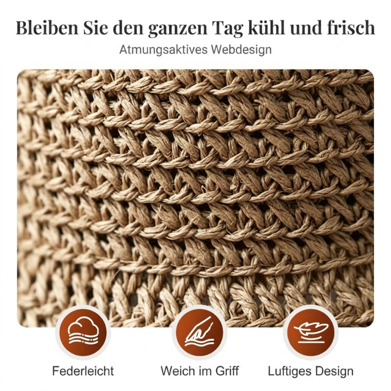🎀50 % RABATT👒Strohhut mit Retro-Schleife – Faltbar & atmungsaktiv für den Sommer🏖️