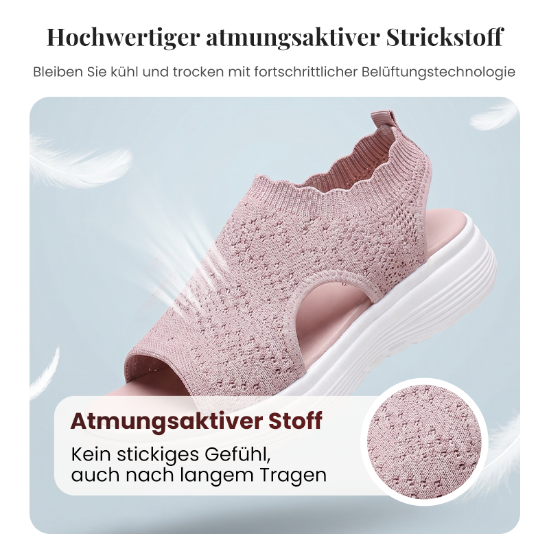 Atmungsaktive Plateau-Sandalen aus Strick für Damen