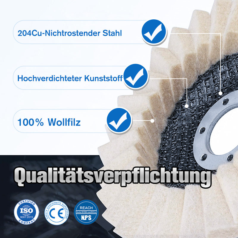 ⚙️53%RABATT!!  ⚙️Wollpolierscheibe für Winkelschleifer – Hochglanz-Spiegelfinish! Langlebig  Vielseitig! 🔧