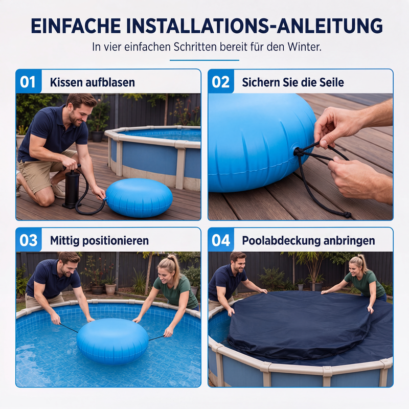 🏊 50% RABATT! ❄️ Aufblasbare Pool-Winterabdeckung – Rund, langlebig & wetterfest ✨