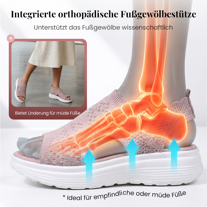 Atmungsaktive Plateau-Sandalen aus Strick für Damen