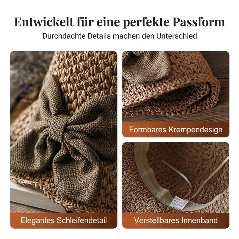 🎀50 % RABATT👒Strohhut mit Retro-Schleife – Faltbar & atmungsaktiv für den Sommer🏖️