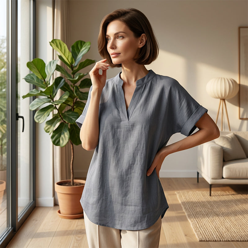 🌸Sommer-Sonderverkauf 50% RABATT 👕 Modisches lockeres einfarbiges Kurzarm-OberteilModisches lockeres einfarbiges Kurzarm-Oberteil
