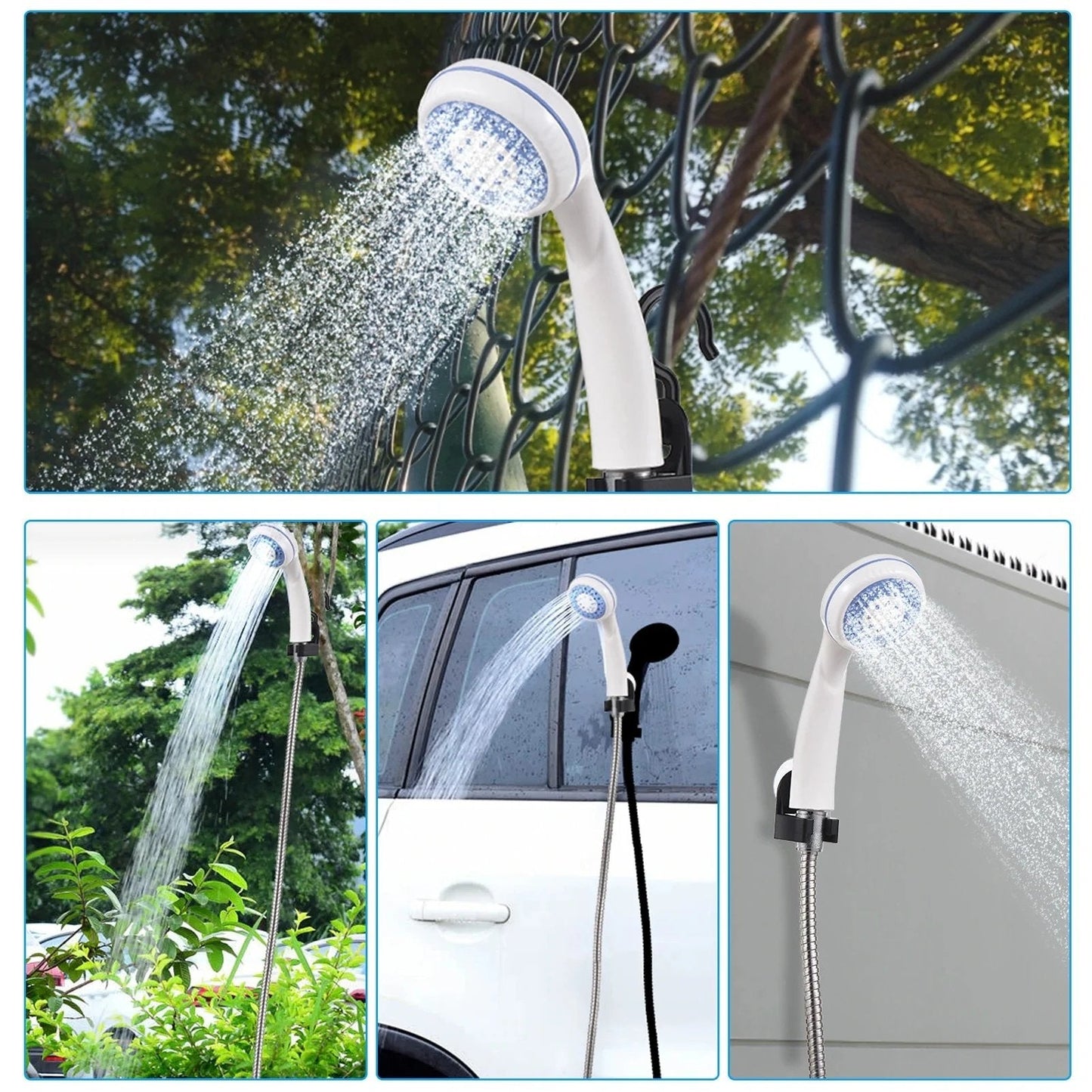 🚿Tragbare Campingdusche Mit Einstellbarem Durchfluss ✨Für Einfaches Und Bequemes Reinigen Im Freien!