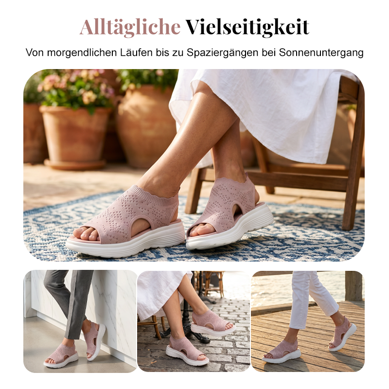 Atmungsaktive Plateau-Sandalen aus Strick für Damen