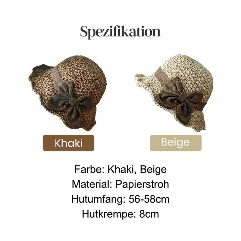 🎀50 % RABATT👒Strohhut mit Retro-Schleife – Faltbar & atmungsaktiv für den Sommer🏖️