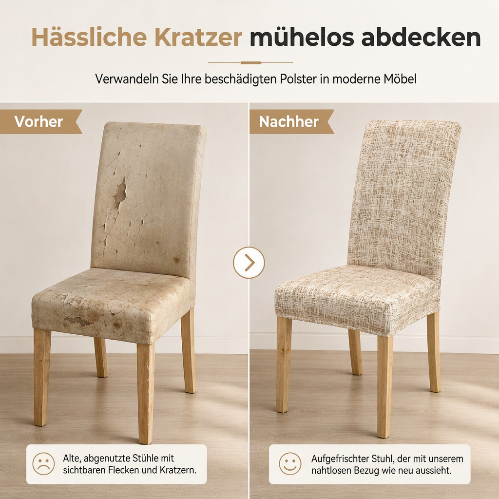 🪑 50% RABATT! 🍷 Dehnbarer Karo-Stuhlbezug – Schützend & einfach zu montieren ✨