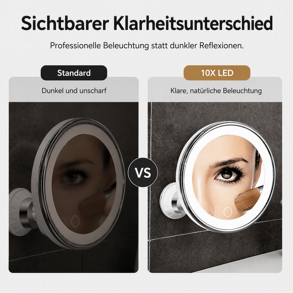 ⏳🔥NUR FÜR KURZE ZEIT 50 % RABATT! ⏰💄10-fach vergrößernder Kosmetikspiegel – LED-Licht & Saugnapf für Make-up und Hautpflege