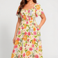 🔥Letzter Tag:50% Rabatt!⏰🌸👗 Blumenkleid mit Raffungen, quadratischem Ausschnitt & Taschen🏖️