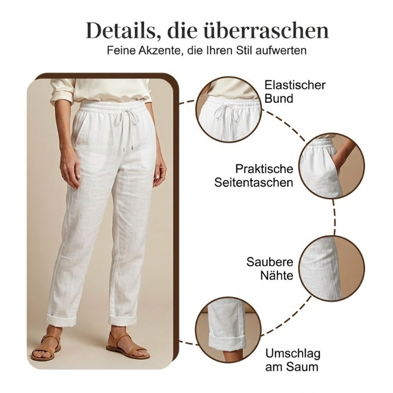 👖🌿 Damenhose aus Baumwolle & Leinen mit Elastischem Bund – Bequem, Atmungsaktiv & Lässiger Look 🥰