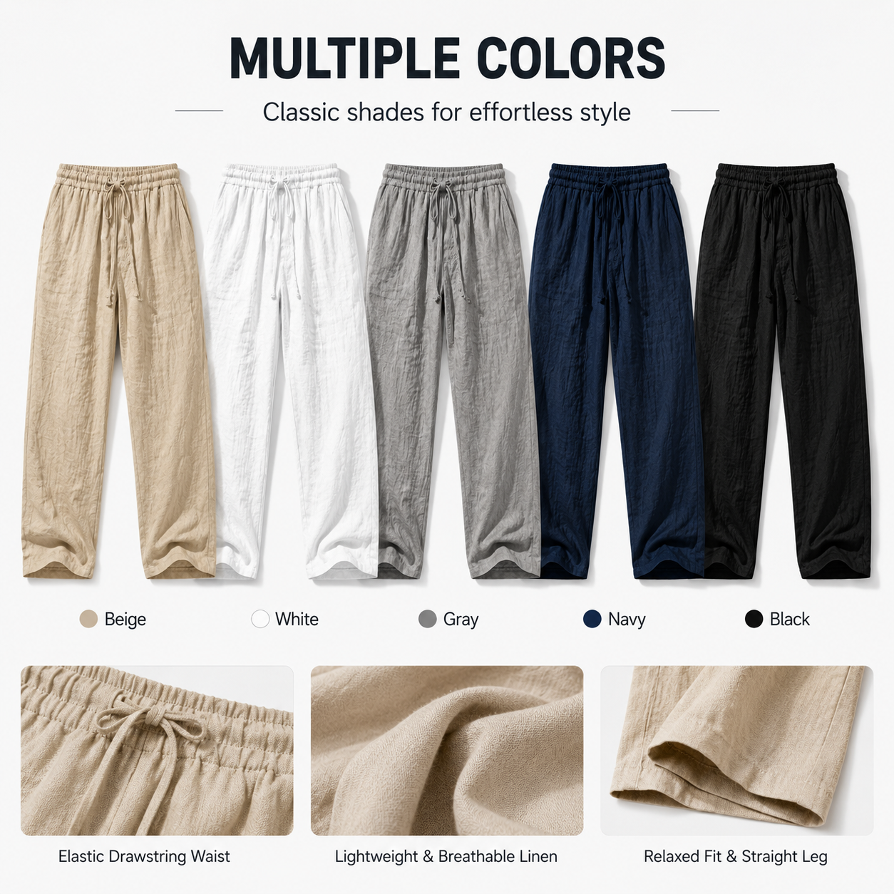 👖 ZEITLICH BEGRENZTER 50% RABATT! ✨ Herren-Leinenhose – Lockere Passform, Kordelzug am Bund, Funktionale Taschen 🌿