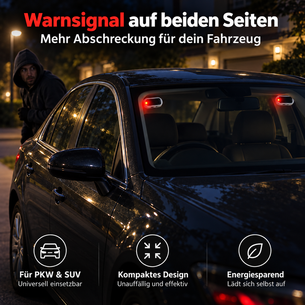 🚗 JETZT 50 % RABATT! ☀️ Solarbetriebenes LED-Diebstahlschutz-Blinklicht – kabellos, wetterfest und energieeffizient für Fahrzeuge rund um die Uhr 🚨