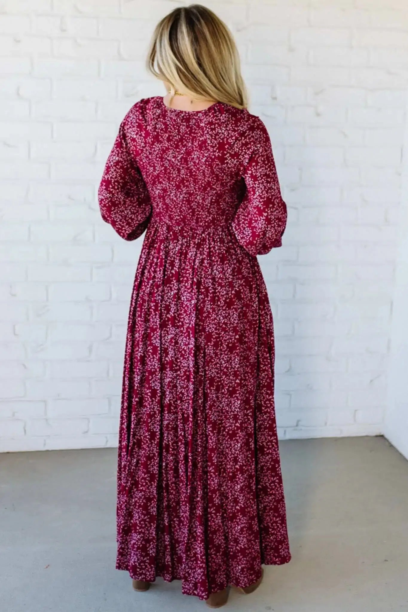 💎 60% RABATT! 💎 Gefüttertes Blumen-Maxikleid aus Viskose – Geraffte Taille, Statement-Ärmel & Versteckte Taschen 🌸👗