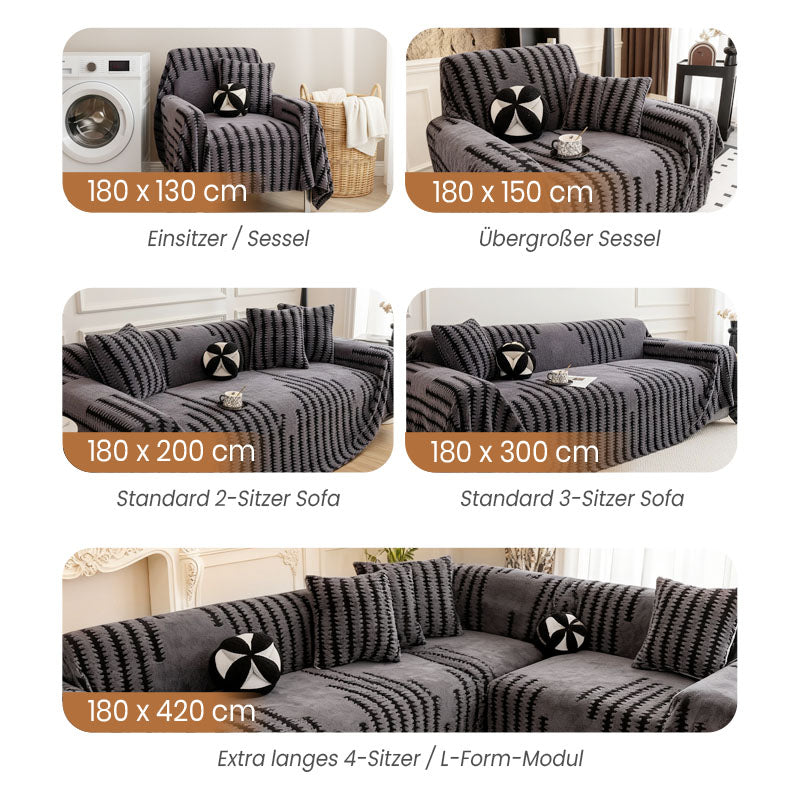 🛋️ 50% RABATT 2026! ✨ Plüsch Sofaüberwurf - Extra Dicke & Rutschfeste Decke mit Elastischen Kanten für Herbst und Winter 🍂❄️
