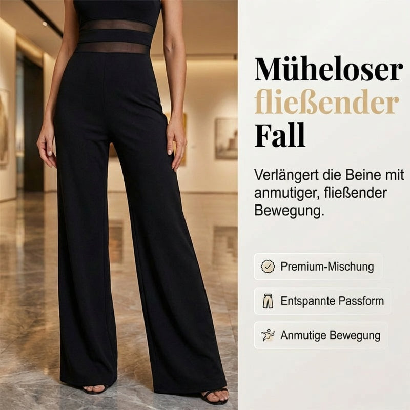 ✨ LIMITED-TIME 50% RABATT! One-Shoulder Jumpsuit mit weitem Bein und Netzeinsatz