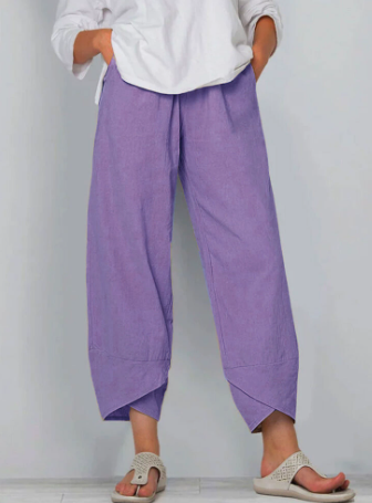 👖Jetzt 50 % Rabatt!✨Vintage-Hose mit asymmetrischem Gummibund und Taschen – Einzigartiges Design, bequeme Passform und funktionaler Stil🌸