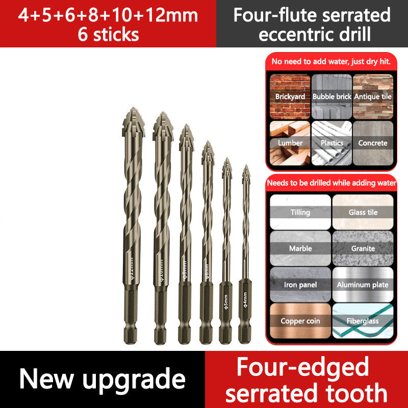 ⏳Time-Limited Special⏰4-Flute Eccentric Drill Bit Kit – Titanium-coated & multi-material ✨