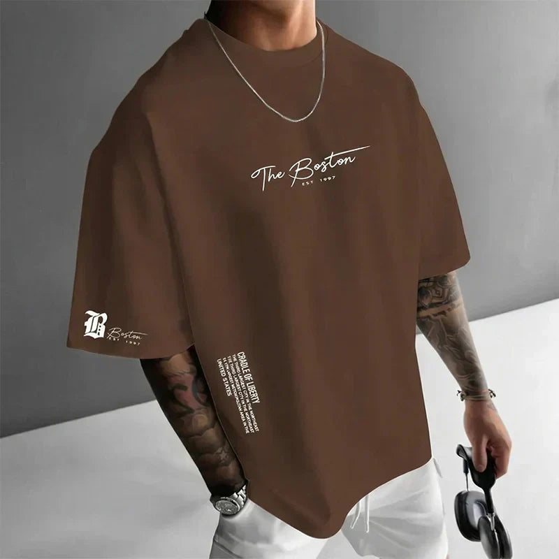 Herren Urban Style Loose Fit T-Shirt – Premium Baumwollmix, Lässiger Oversize-Schnitt & Grafikdruck