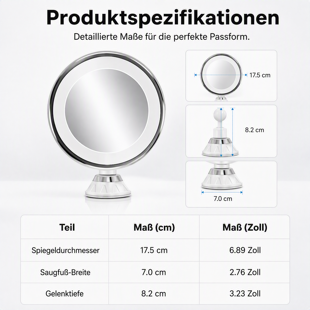 ⏳🔥NUR FÜR KURZE ZEIT 50 % RABATT! ⏰💄10-fach vergrößernder Kosmetikspiegel – LED-Licht & Saugnapf für Make-up und Hautpflege