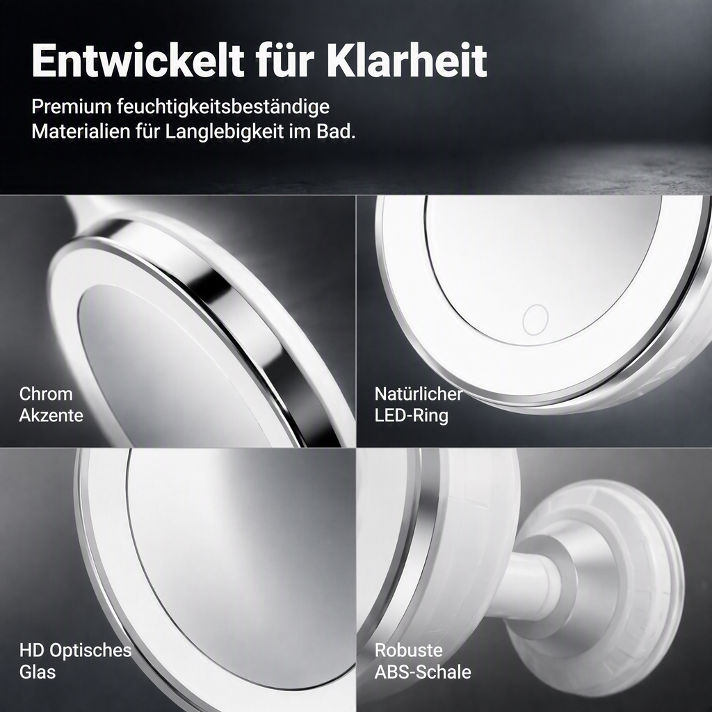 ⏳🔥NUR FÜR KURZE ZEIT 50 % RABATT! ⏰💄10-fach vergrößernder Kosmetikspiegel – LED-Licht & Saugnapf für Make-up und Hautpflege